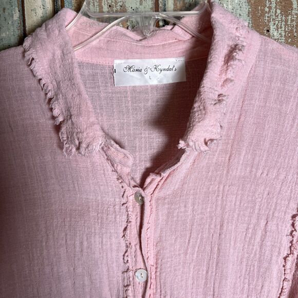 Maria & Kyndal's L Peach Colored Long Sleeve Light Weight Button Down Top - Picture 6 of 11
